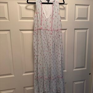 Hatley Blue and White Maxi Dress with Pink Pineapples